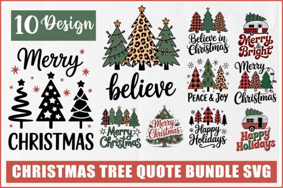 Christmas Tree Quote Bundle SVG