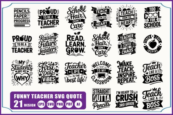 Funny Teacher SVG Quote Bundle